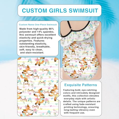 Girls One Piece Swimsuit‌‌ Custom Name Personalized One Shoulder Swimwear Bathing Suit for Girl 6-12 Year3