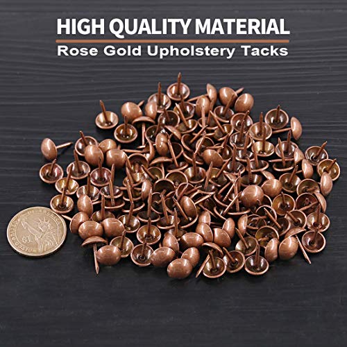 Keadic 300Pcs 7/16 (11mm) Antique Upholstery Tacks Furniture Nails Pins Kit for Upholstered Furniture Cork Board or DIY Projects - Red Copper