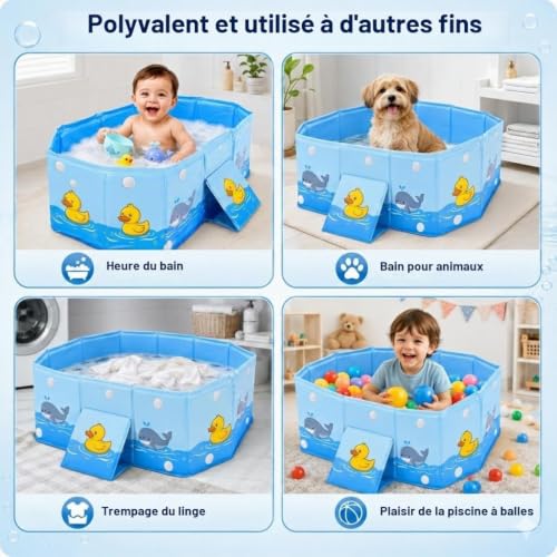 Baignoire pliable enfants compacte pour douche et grandit avec bébé - 7