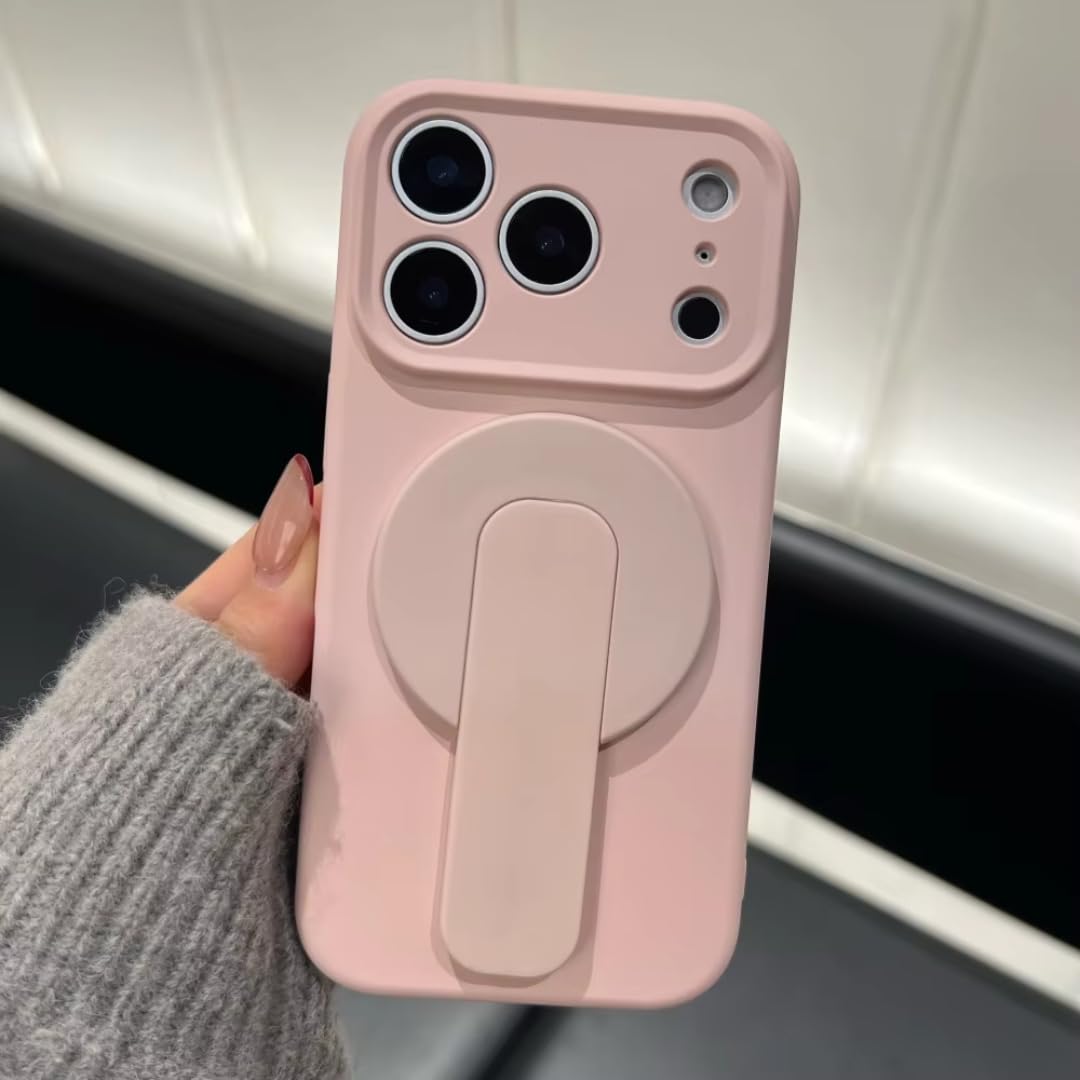 Custodia con supporto in silicone liquido per iPhone 17 Air 16 Plus 15 14 13 12 Pro Max 16e con cover posteriore morbida magnetica (per iPhone 17 Pro Max/Rosa)
