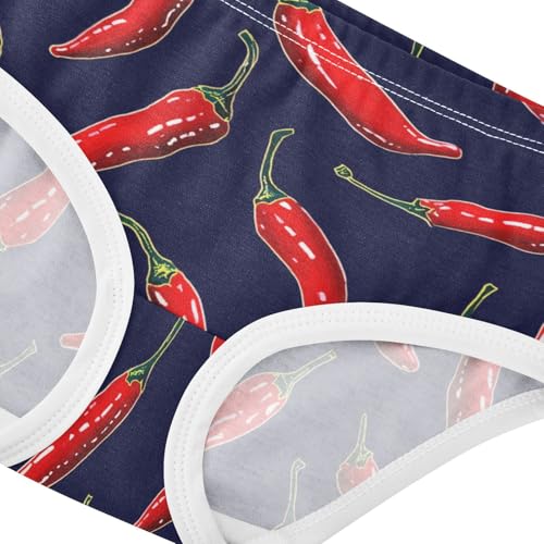 Wusikd Red Chili Girls' Underwear Cotton Peppers Dark Girls Briefs Soft Toddler Underwear 2T4