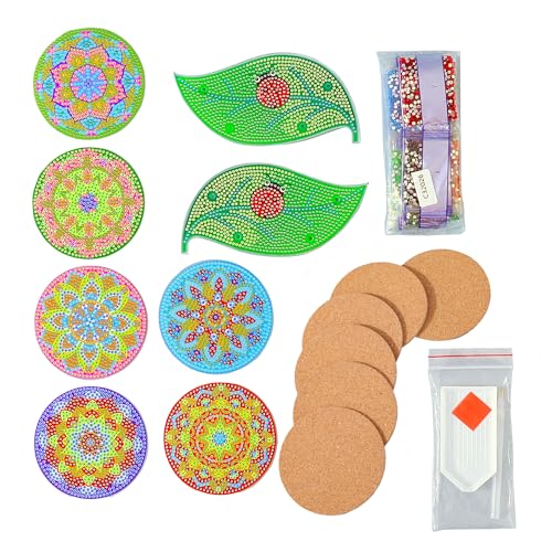 Image of The Better Home Ceramic Coasters Set Of 6 With Holder (Dia - 10cm) |Dining Table Accessories for Home| Tea Coaster|Cups /Coffee Mugs /Glasses Coaster Set | Kitty Party Return Gifts for Women(Multicolor)