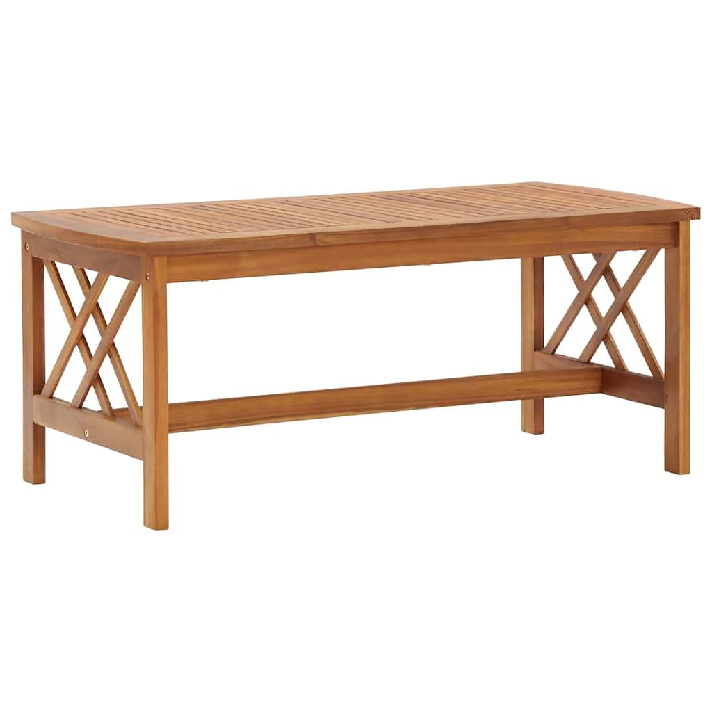 vidaXL Rectangular Coffee Table in Solid Acacia Wood - Classic Brown Finish, Indoor/Outdoor Use, Assembly Required