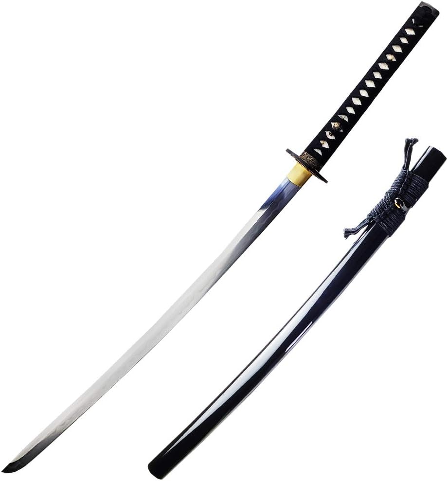 Musashi - Umi 海 1060 and 1045 Steel Blade Clay Tempered Samurai Sword Katana. for Collection, Gift, Straw Mat Cutting Practice