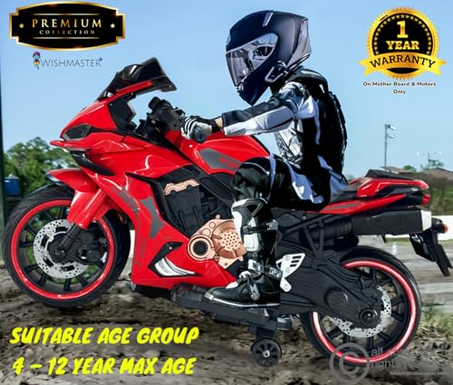 Image of Wishmaster CBR Double Seater Kids Ride-On Sports Bike | Realistic Sound, LED Headlights & Lights | Bluetooth Music | Hand Accelerator, Foot Brake | Fully Assembled | Age 2-10 Years | 6 months Warranty