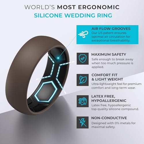 ThunderFit Silicone Rings for Him and Her, Rubber Wedding Engagement Bands Unisex, 1.8mm Thick in 4mm & 8mm Widths2