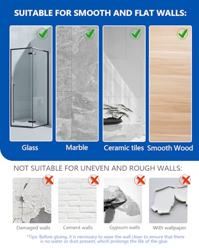 AceMining Estanteria Baño, 3 Pack Plateado Organizador Pared, Estanteria Baño Ssin taladro Adhesivo, Estante Ducha Almacenaje con Gancho, Organizador Repisas - imagen 7