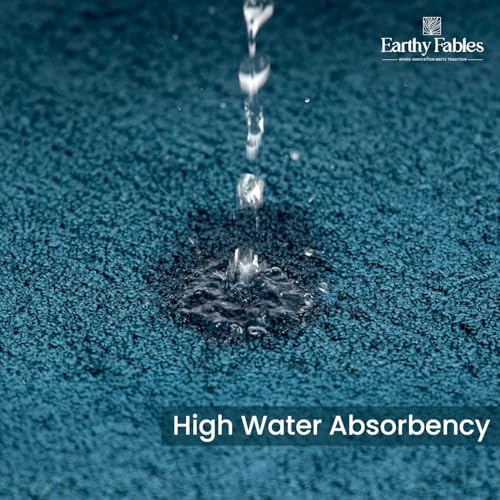 Image of Earthy Fables Soft Microfiber Bath Mat - Cut Pile, Quick Dry, Anti-Skid, Water Absorbent, Non-Slip, Machine Washable Floor Rug, Shower Mat, Door Mat for Bathroom, Bedroom, 60x40 cm - Teal