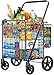 450lbs Capacity Shopping Cart,Upgrade Huge Grocery Cart on Wheels,Heavy Duty Foldable Utility Shopping Carts with Double Basket and 360° Rolling Swivel Wheels for Groceries Laundry Transport 1