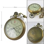 VIGOROSO-Mens-Vintage-Full-Copper-Hand-wind-Mechanical-Second24hours-Sub-dials-Pocket-Watch-in-box