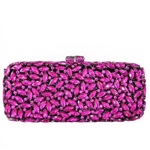 Image of Boutique De FGG Women Crystal Clutch Bag Minaudiere Box Handbag Party Prom Rhinestone Clutch Purse Wedding Bag, Mini