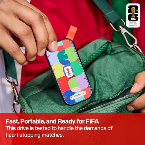 Image of SANDISK 1TB Portable SSD, FIFA World Cup 2026 Edition - Up to 800MB /s - Compatible with laptops, Plus Android Tablets and Phones - Black - SDSSDE30F-1T00-G25