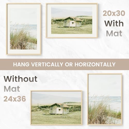 Image of 24x36 Poster Frame, USA-Sourced Natural Maple Wood Picture Collage Frame with HD Tempered Glass, Modern Simple 24 x 36 Wooden Photo Frame Matted to 20x30, Vertical & Horizontal Wall Hanging Display