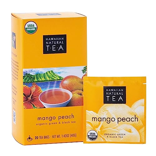 Hawaiian Natural Tea Tropical Flavors Of Hawaii Tea Bags, Mango Peach, Pack Of 1-20 Tea Bags #TOP22