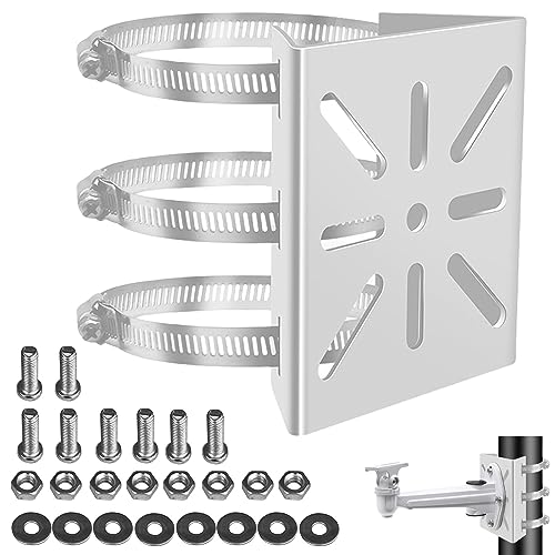 Masthalterung, Vertikale Masthalterung 3 Schlaufen Edelstahl-Eckhalterung Montagehalterung geeignet für CCTV-Kameras, IP-Kameras(kleine Größe)