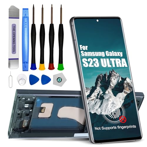 DTD Pantalla para Samsung Galaxy S23 Ultra LCD, Pantalla táctil, Montaje con Herramientas (Negro con Marco, sin reconocimiento de Huellas Dactilares)