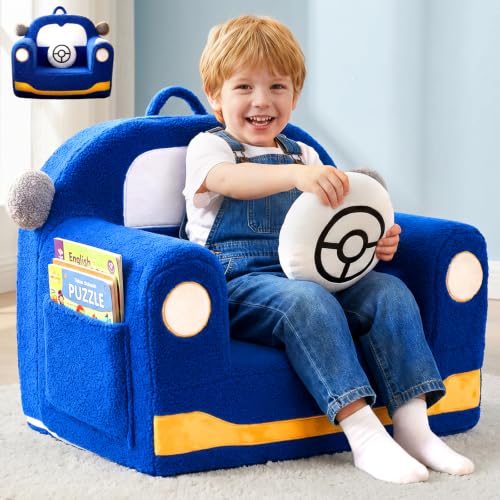 OUOZZZ Auto Kindersessel, Soft Sherpa Kinder Sofa für Kinderzimmer, Ab 3