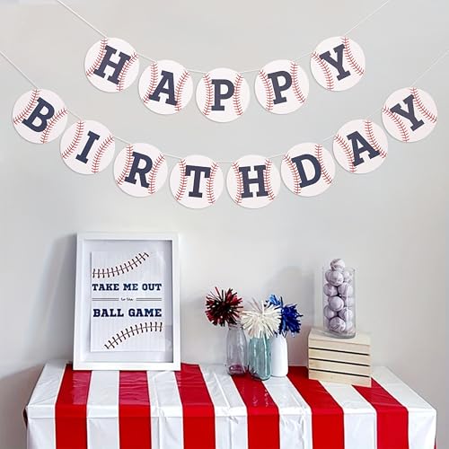 Image of Baseball Happy Birthday Banner,Baseball First /1st Birthday Decoration | Rookie Of The Year Banner,Sporty Birthday Decor