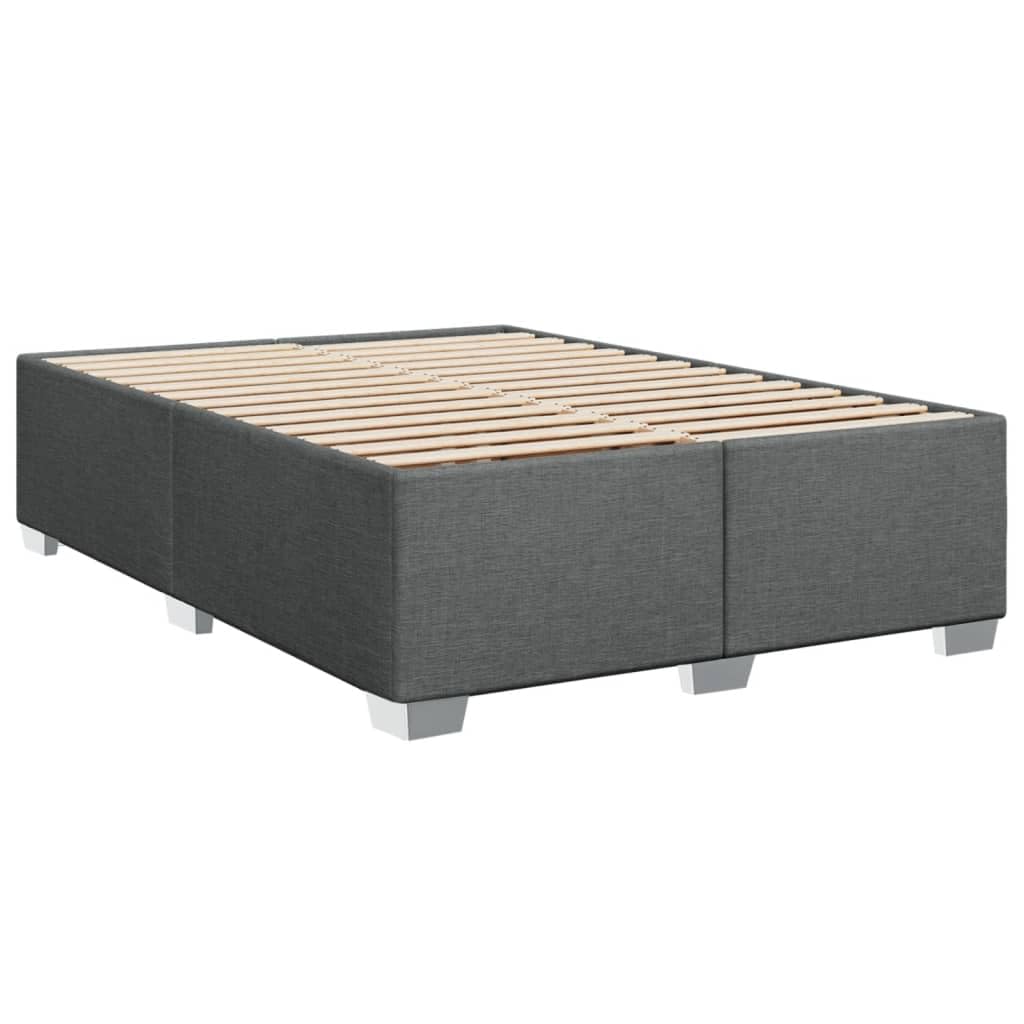 Cama con somier de 160 x 200 cm, color gris oscuro, con colchón y sobrecolchón de muelles ensacados de pino medio, altura regulable