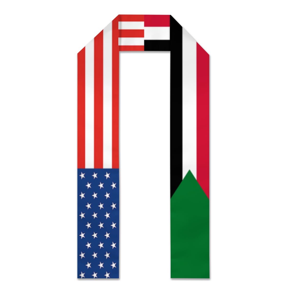 Sudan Sudanese America Flag Graduation Stole Scarf Shawl Sash for Abroad Student International Study Class of 2024/2025 Graduate Gift Unisex 72 inches Length