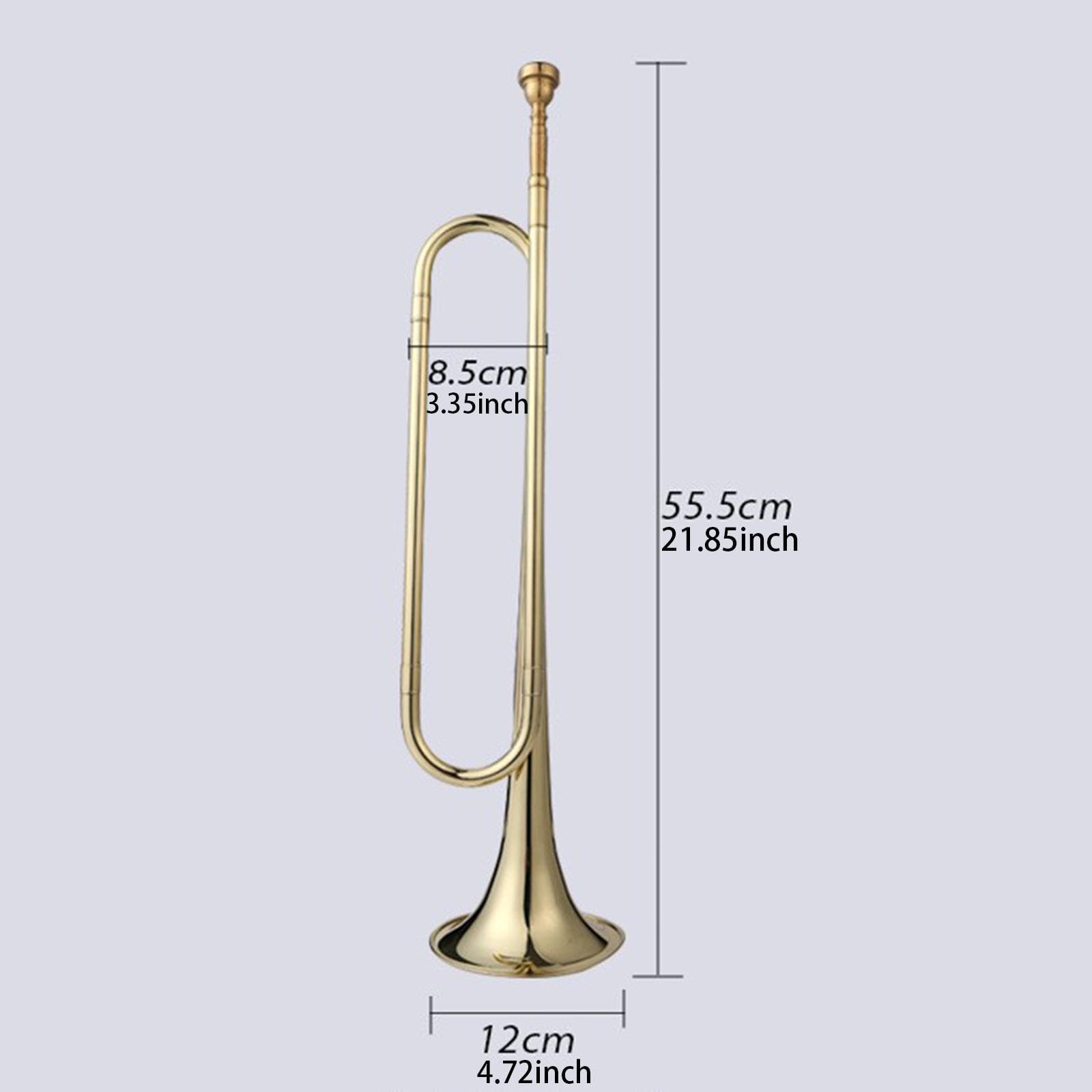 SM SunniMix Bugle Scouting Trumpet Bugle Music Instrument Professional Blowing Bugle Trumpet for Cavalry Orchestra Stage Performance Kids, gold Bb 7C