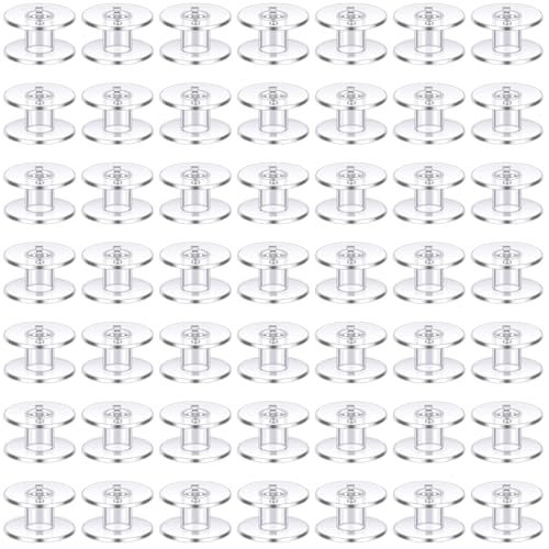 LOKUNN 50 Pcs Bobbins for Sewing Machine, Plastic Bobbins for