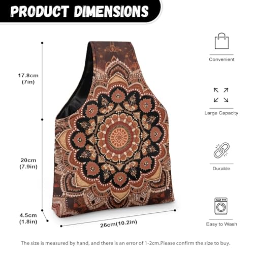 Image of ZUXONGSY Mandala Flower Crochet Yarn Bag for Women Retro Floral Knitting Tote Bag for on The Go Travel Portable Knitting Project HanbBag for Crochet Hooks