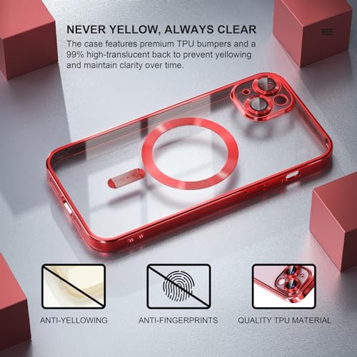 Image of Misea Magnetic for iPhone 15 Plus Case Compatible with MagSafe Red