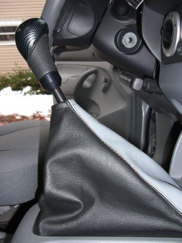 RedlineGoods Shift Boot - Bench Seats - Shorter Console Compatible with Toyota Tacoma 2005-15. Tailor Made - not Universal. Genuine top-Grade Italian Black Leather with Blue Thread
