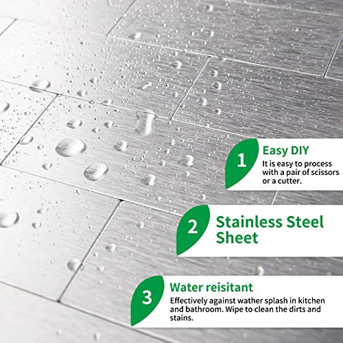 Lk 10Pcs Premium Self-Adhesive Metal Tiles - Peel And Stick Backsplash Tiles For Kitchen, 13.5"X11.5", Silver #TOP5