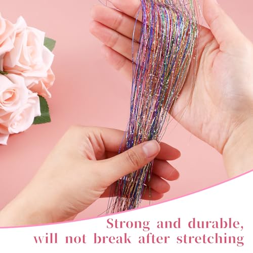 TIESOME Grampo de tinsel de cabelo, 12 peças de 58 cm, clipe de extensões de cabelo de tinsel com gl