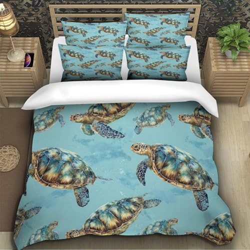 Housse de couette tortue de mer 3D parure de lit adulte microfibre 140x200 - 5
