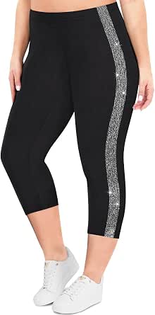 Plus Size High Waist Capri Leggings for Women - Oversized Stretchy Workout Pants XL-5XL