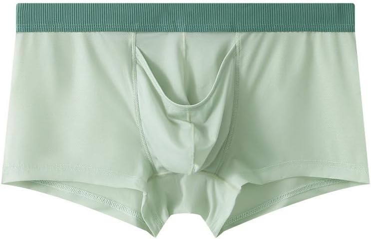 Men's Ice Silk Mesh Open Front Thin Breathable Boxer Sexy Ultra-Thin Dual Pouch Underwear Stretch Boxer Briefs