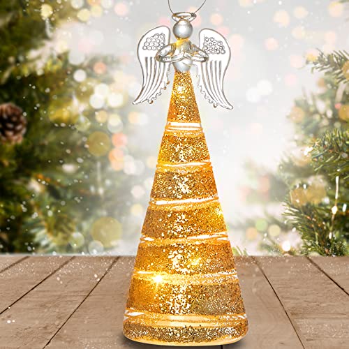 HappySpot Weihnachtsengel, leuchtet im Dunkeln, konisch, Glas, für den Innen- und Außenbereich, 25,4 cm, goldfarben Cover