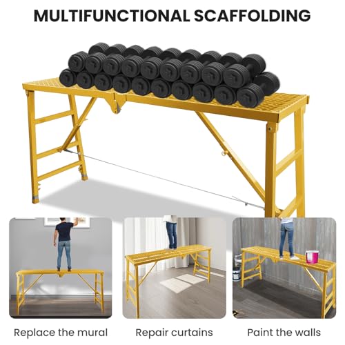 image for Noliven Foldable Scaffolding Platform, 70.8x15.2x36.2-62 Inch Portable