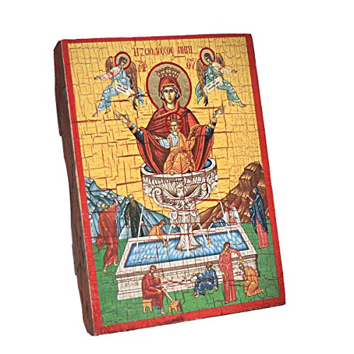 Icono cristiano de madera sagrada NKlaus The Life Giving Source artesanía religiosa 37017