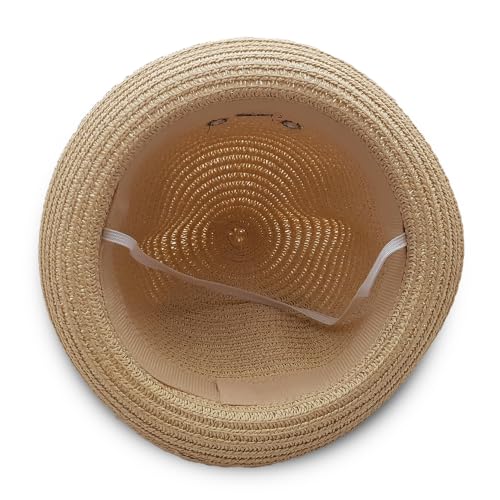 Image of VRITRAZ Kids Straw Hat for Baby Boys & Girls | Printed Summer Sun Hat, Woven Wide Brim Beach Cap, Lightweight Breathable Holiday Travel Picnic Outdoor Fancy Dress Fashion Hat for Children & Toddler