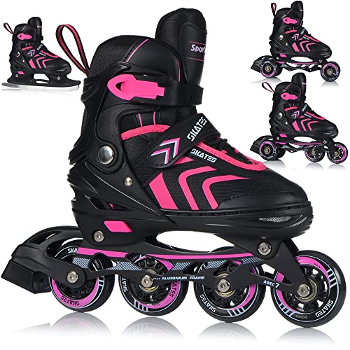 4-in-1 Inlineskates für Kinder und Erwachsene, verstellbare ABEC7...