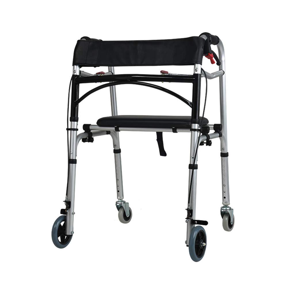 Andador con Ruedas y Frenos de Mano, Marco para Caminar, Plegable, Ligero, 4 Ruedas, Andador de Movilidad de Aluminio, Asiento Blando Impermeable Interesting