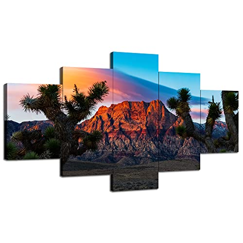 Red Rock Canyon National Painting Wall Art Nevada Landscape Wall Decor Las Vegas Skyline Picture Canvas Print Poster Framed Home Living Room Decoration Ready To Hang(60''Wx32''H) #TOP23