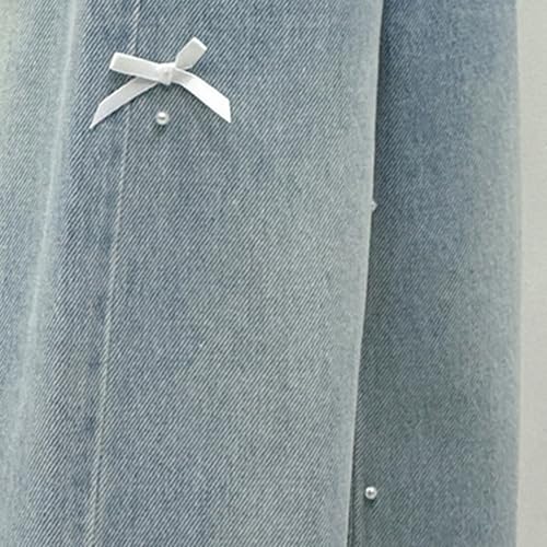 Girls Wide Leg Jeans Kids High Waisted Demin Pants Cute Butterfly Decor Stretch Long Pants with Pockets 5-14 Years2