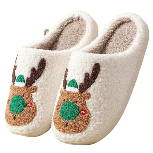 ABKAZMMER Slippers For Womens Home Elastic Comfy Retro Memory Foam Fuzzy Soft Bedroom Plush Warm Anti-Skid Sole Winter Wool Lined Indoor Outdoor House Mens Slip-On Shoes