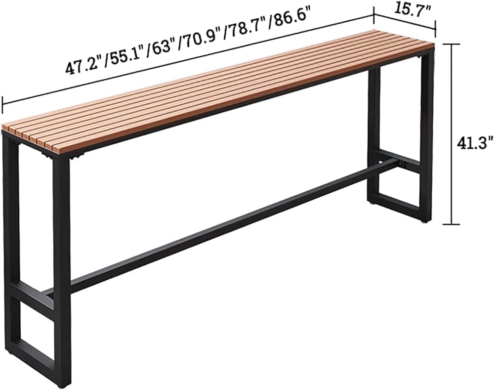Table de bar moderne d'extérieur – Table de salle à manger à tréteaux F 139,7 x 40,6 cm en bois, table de comptoir de terrasse, table de balcon, table de pub en blanc, parfaite pour le jardin et le