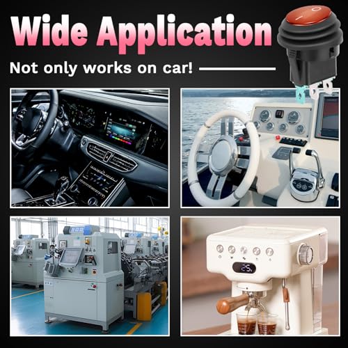 Image of BFXM Round Rocker Switch, Toggle Switch 12V, On Off Switch, SPST 3 Pin | Waterproof LED Lighted Automotive Power Switch, Marine Toggle Switch ,Automotive Replacement Electrical System Switches