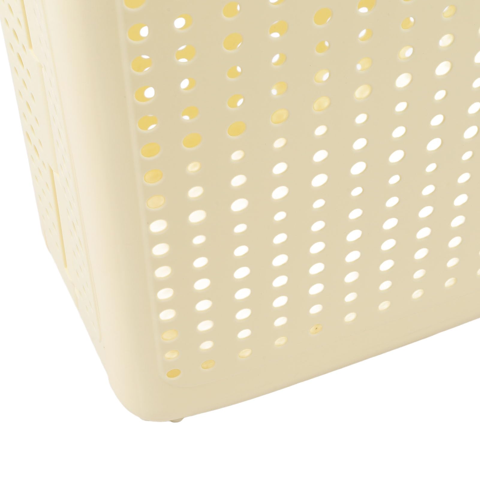 Cesto portabiancheria sottile, pieghevole, salvaspazio, robusto, in plastica PP, stretto, per angolo bagno, bianco crema (Niente ruote)