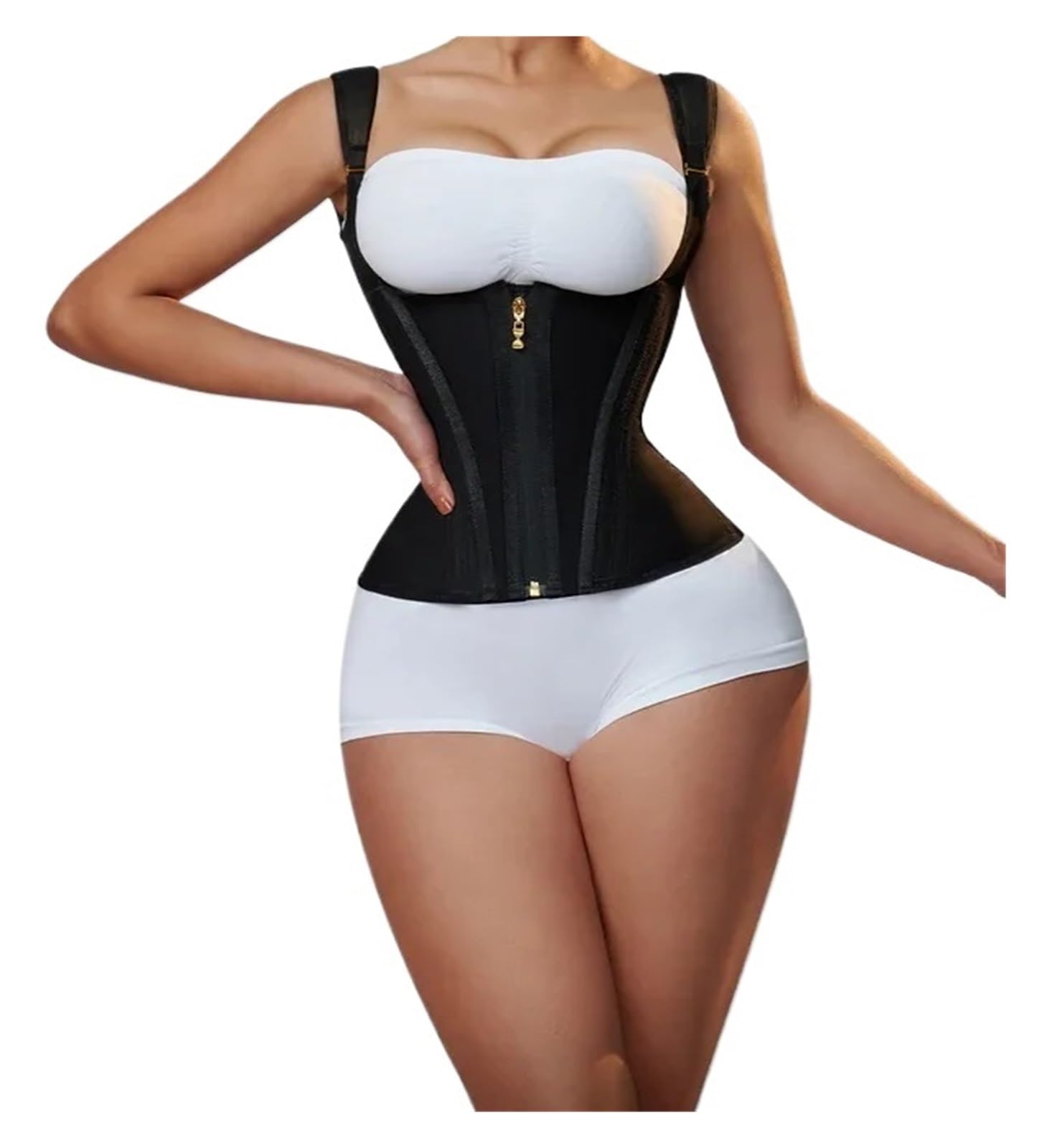 Cinturilla Reductora Mujer Faja Moldeadora de Cintura Doble compresión for Mujer, corsé Ajustable con Cremallera y Ganchos, Moldeador Vientre Plano
