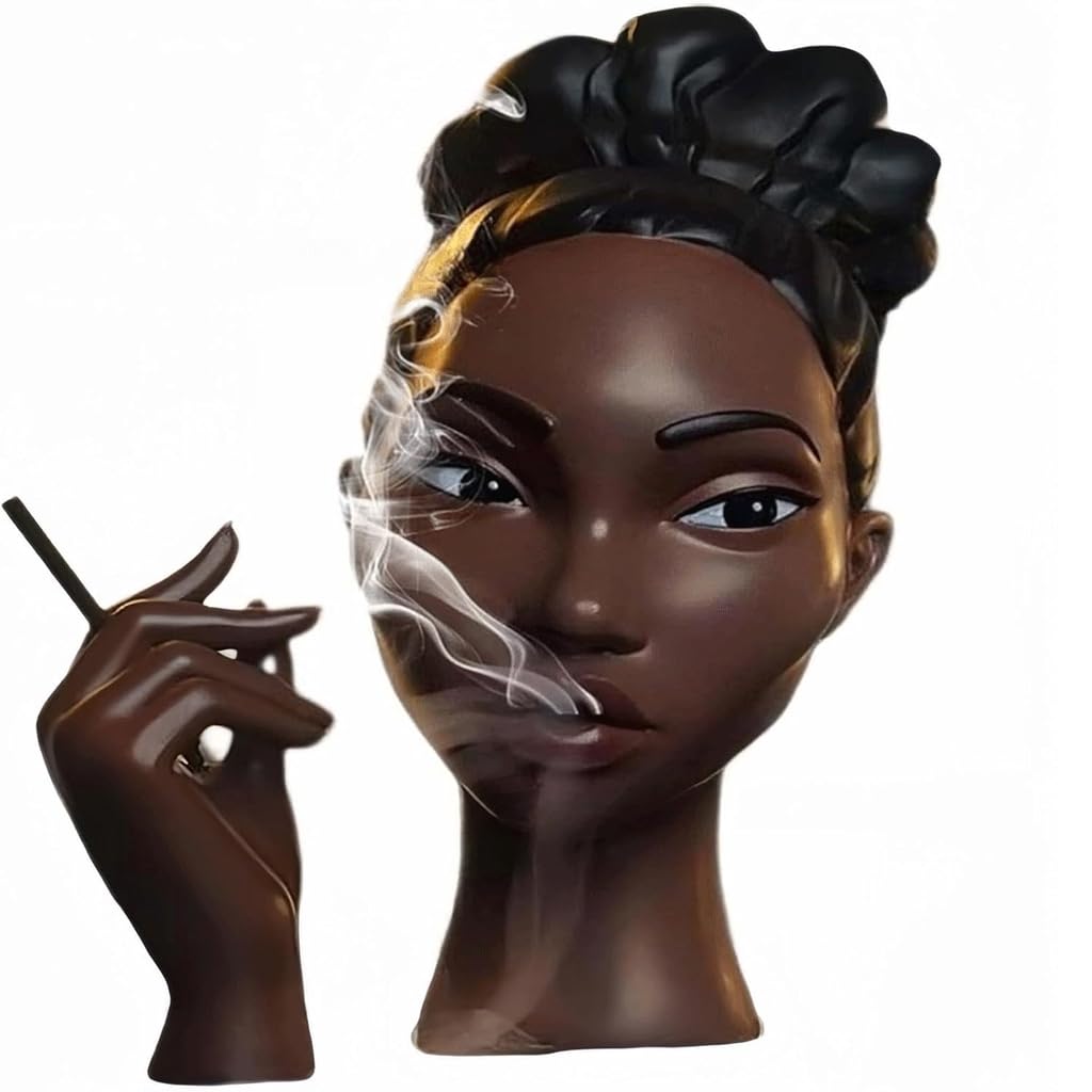 Lafsfbdf Women's D Incense Burner Smoking Burner Resin Crafts Creative Esktop Ornament Figure Sculpture Black Incense Burner