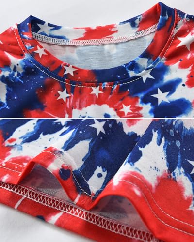 Image of DDSOL Girls July 4th Crop Tops Patriotic Shirt American Flag Short Sleeve Tshirts for Girl 6-14 Years