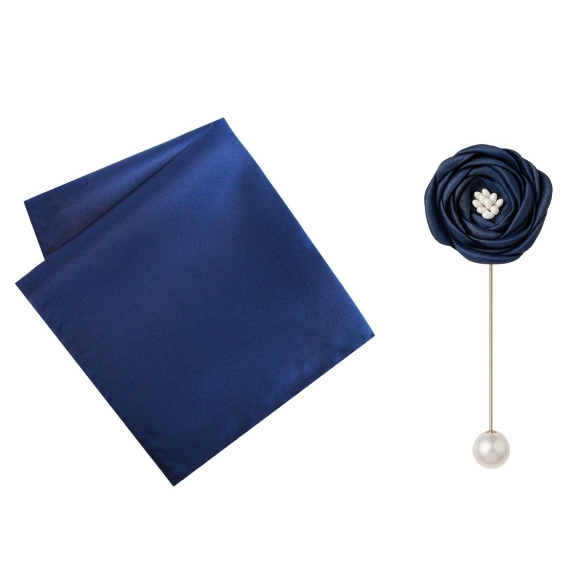 Best Pocket Square and Lapel Pin Combo for Men | Microfiber Pocket Square 30x30 cm | Metal Flower Lapel Pin | Pack of 2-image-44